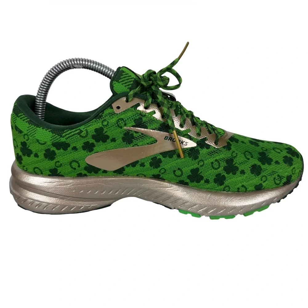 Brooks Launch 6 Run Lucky Green Gold Shamrock Shoes Womens Size US 8 Clover - Picture 3 of 12